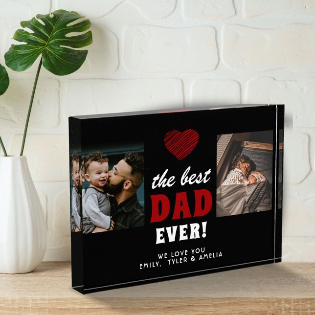 Best Dad Ever Red Heart Black 2 Photo Block (Creator Uploaded)