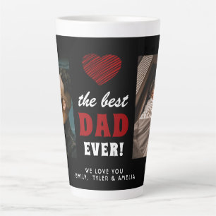 Best Dad Ever Red Heart Black 2 Photo  Latte Mug
