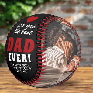 Best Dad Ever Red Heart Father`s Day 2 Photo Baseball