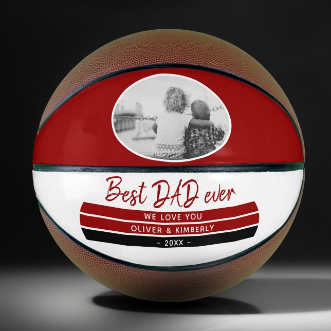 Best Dad Ever Red Modern Father`s Day Photo Basketball (Creator Uploaded)