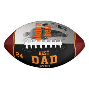 Best Dad Ever Red Oranges Black Custom Photo Football