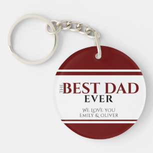 Best Dad Ever Red Stripe Father`s Day Keepsake Keychain