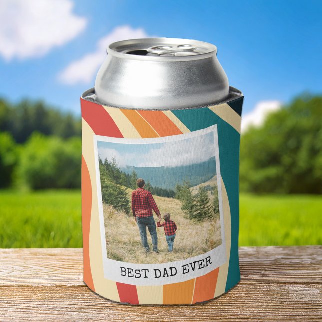 Best Dad Ever Retro 2 Photo Can Cooler (Creator Uploaded)