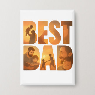 Best Dad Ever Retro Button Badge