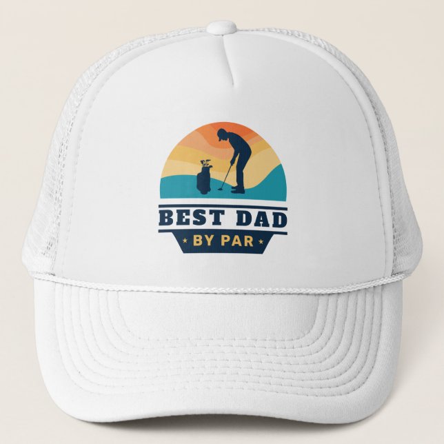 Best Dad Ever Retro Fathers Day Golf Lover Trucker Hat (Front)