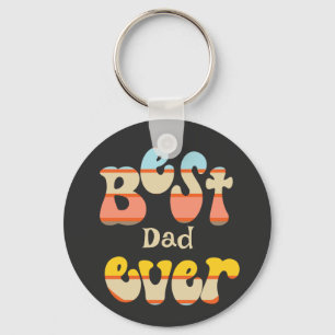 Best Dad Ever Retro Keychain