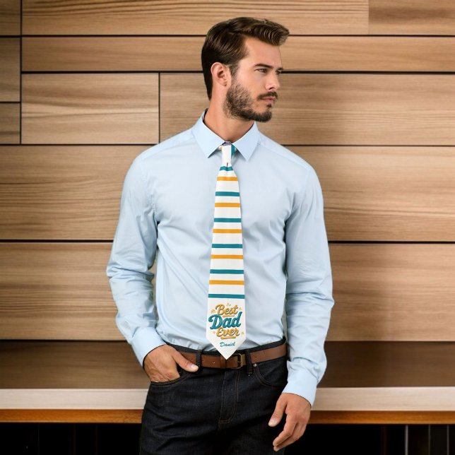 Best Dad Ever | Retro Personalized Father's Day Tie (Creator Uploaded)