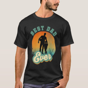 Best Dad Ever Retro Sunset Football Daddy & Son T-Shirt