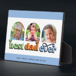 Best Dad Ever Retro Text 3 Photos Plaque<br><div class="desc">This plaque is a wonderful keepsake gift for dad! The design features three arched photos with the retro text "best dad ever". Personalize with the names of the children.</div>