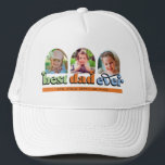 Best Dad Ever Retro Text 3 Photos Trucker Hat<br><div class="desc">A perfect gift for dad! The design features three arched photos with the retro text "best dad ever". Personalize with the names of the children.</div>