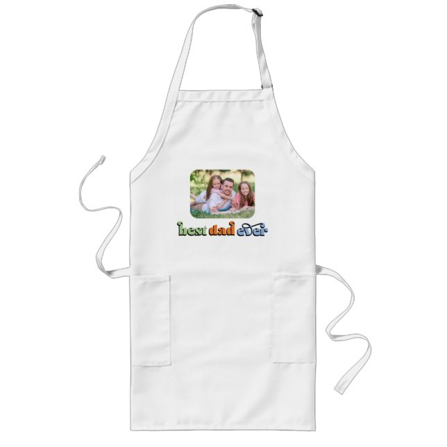 Best Dad Ever Retro Text Photo Long Apron (Front)