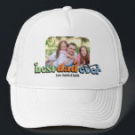 Best Dad Ever Retro Text Photo Trucker Hat<br><div class="desc">This photo hat makes a perfect gift for dad! The design features a photo with rounded corners and retro text "best dad ever". Personalize with the names of the children.</div>