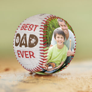Best Dad Ever Rustic Baseball Photo Name Custom 