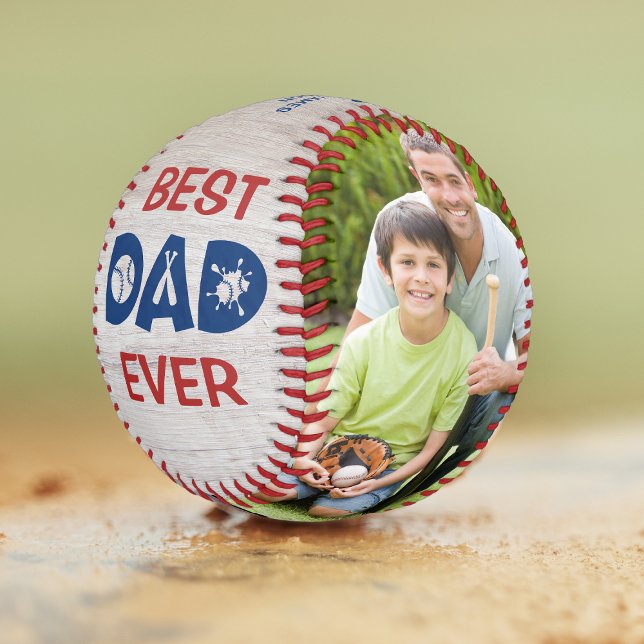 Best Dad Ever Rustic Baseball Photo Name Custom (Creator Uploaded)