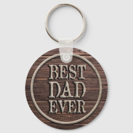 Best Dad Ever Rustic Burlap & Wood Keychain