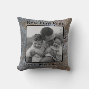 Best Dad Ever Rustic distressed Tree bark pattern  Throw Pillow