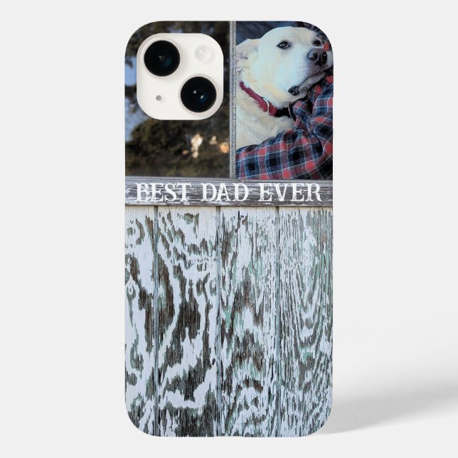 Best Dad Ever Rustic Distressed Wood Add Photo Case-Mate iPhone Case (Back)