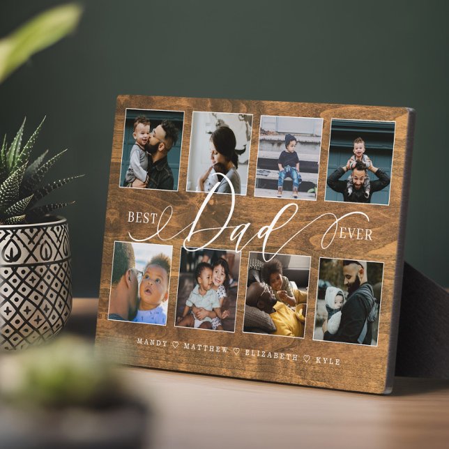 Best Dad Ever Rustic Woodgrain Photo Collage Plaque (Best Dad Ever Rustic Woodgrain Photo Collage Plaque)