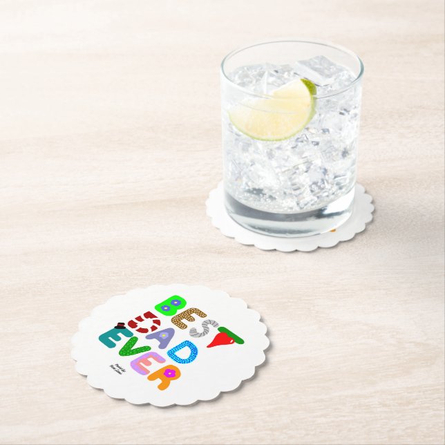 Best Dad Ever Scalloped Round Paper Coaster (Insitu)