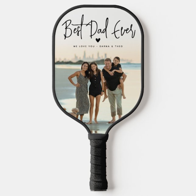 Best Dad Ever Script 2x Photo Pickleball Paddle (Front)