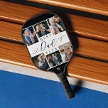 Best Dad Ever Script Father's Day 8 Photo Collage Pickleball Paddle<br><div class="desc">Send a beautiful personalized father's day gift to your dad that he'll cherish. Special personalized father's day family photo collage to display your special family photos and memories. Our design features a simple 6-photo collage grid design with "Best Dad Ever" designed in a beautiful handwritten black script style & serif...</div>