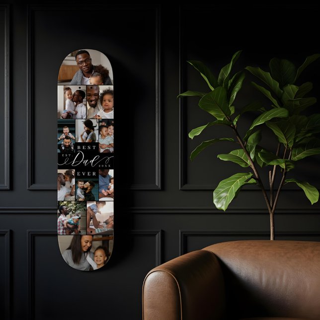 Best Dad Ever Script Father's Day Photo Collage Skateboard (Best Dad Ever Script Father's Day Photo Collage Skateboard)