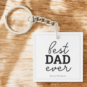 Best Dad Ever Script Photo Keychain