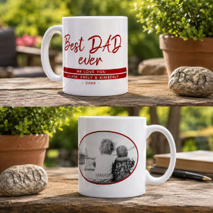 Best Dad Ever Script Red Modern Father`s Day Photo Coffee Mug