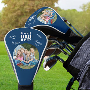 Best Dad Ever Signed Photo Blue Personalized Golf Head Cover