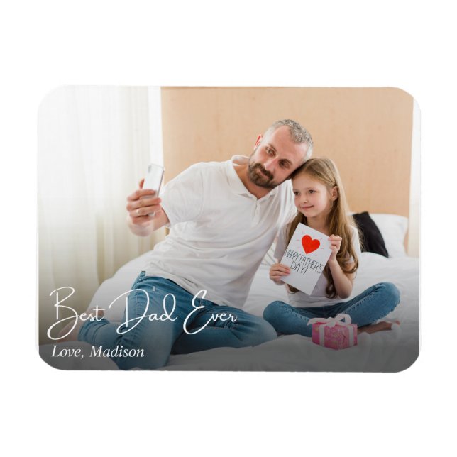 Best Dad Ever Simple Custom Photo Magnet (Horizontal)