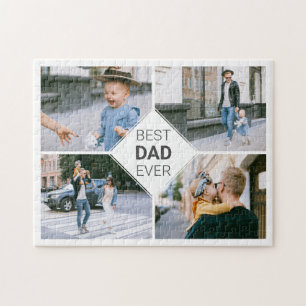 Best Dad Ever Simple Modern Photo Collage Jigsaw Puzzle