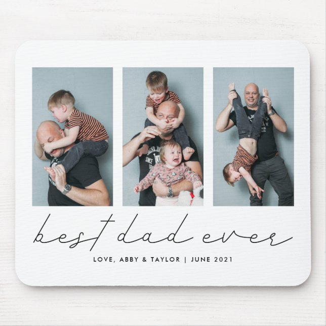 Best Dad Ever Simple Photo Collage Mouse Pad (Front)