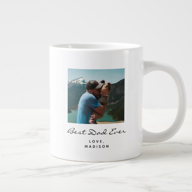 Best Dad Ever Simple Script Photo Gift Large Coffee Mug (Right)