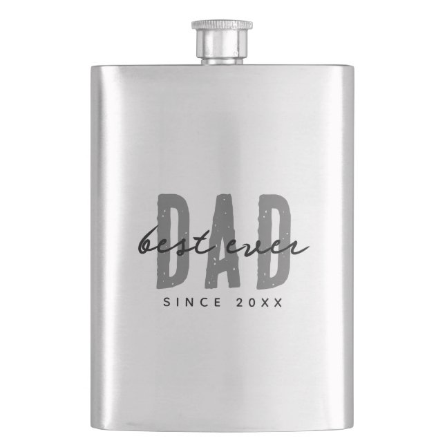 Best Dad Ever Since 20XX Modern Simple Preppy  Hip Flask (Front)