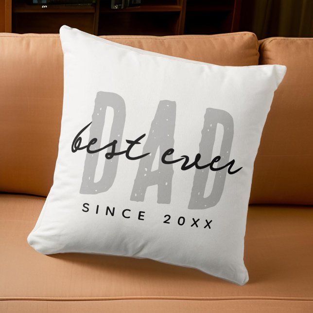 Best Dad Ever Since 20XX Modern Simple Preppy Throw Pillow (Creator Uploaded)
