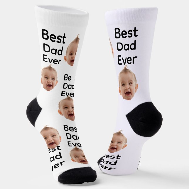 Best Dad Ever Socks, Socks with Custom Photo (Angled)
