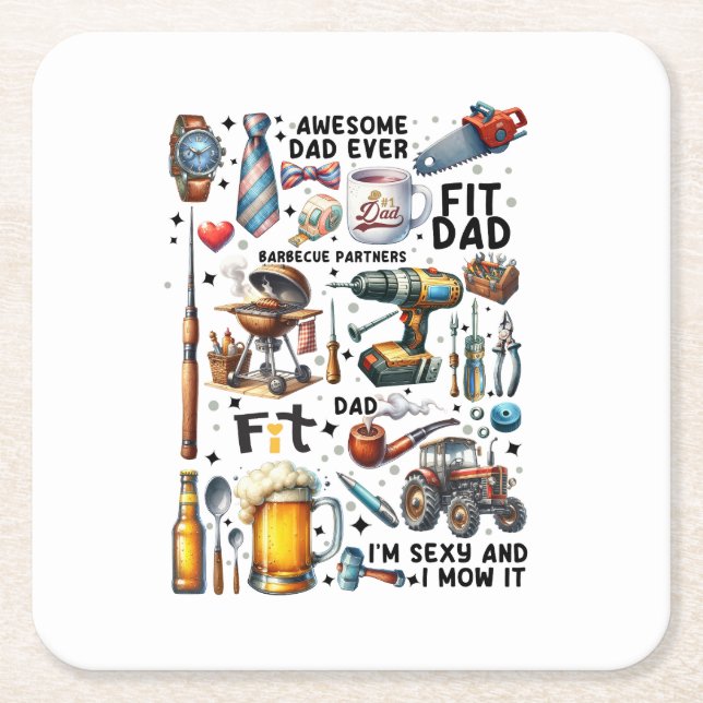 Best Dad Ever Square Paper Coaster (Front)