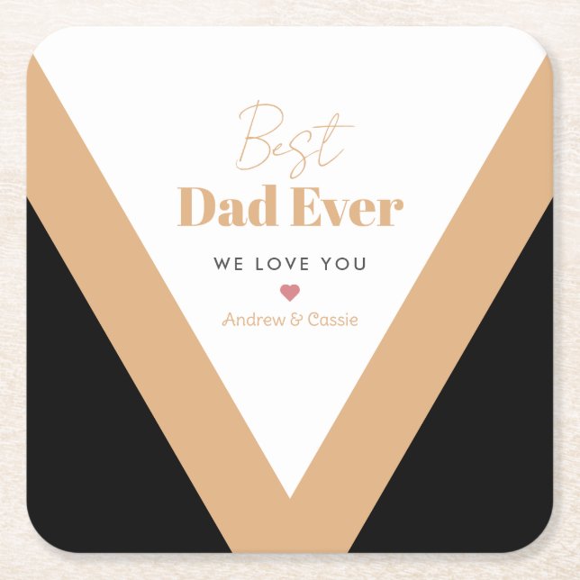 Best dad ever square paper coaster (Front)