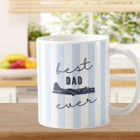 Best Dad Ever Stripes Vintage Airplane Birthday