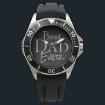 Best Dad Ever Stylish Modern Black Watch<br><div class="desc">Best Dad Ever Stylish Modern Black Watch has a cool design to put Dad on top with fashion. Designed with grey on black typography with the phrase"best Dad ever" centred on the watch face. Makes a great gift idea for Father's Day or any occasion! AVAILABLE IN DIFFERENT STYLES AND COLORS....</div>