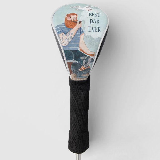 Best Dad Ever superhero sailor Golf Head Cover (Front)