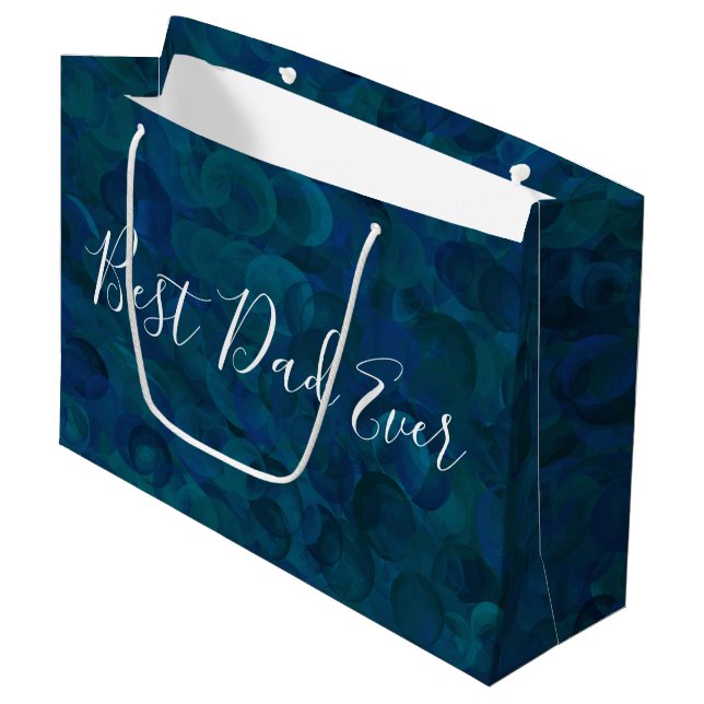 Best Dad Ever Teal Blue Unique Christmas Large Gift Bag (Front Angled)