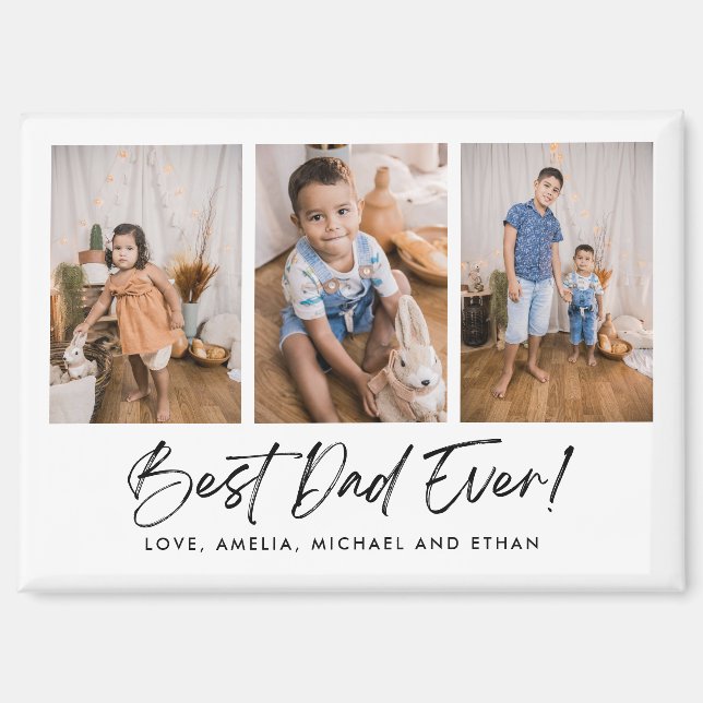 Best Dad Ever Three Photo Magnet (Front)