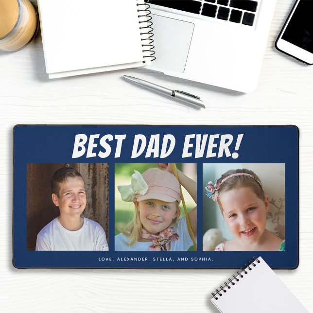 Best Dad Ever | Three Photos Desk Mat (Creator Uploaded)