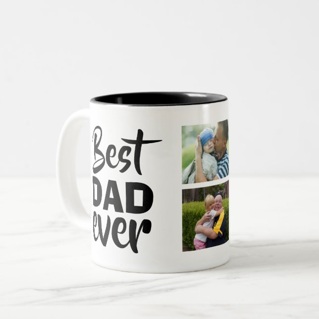 Best Dad Ever Two Photo Two-Tone Coffee Mug (Front Left)