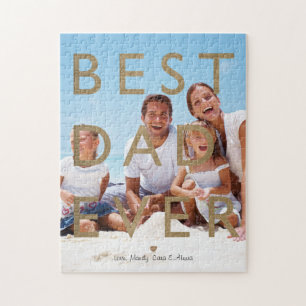 Best Dad Ever,Typographic Custom Full Photo Layout Jigsaw Puzzle