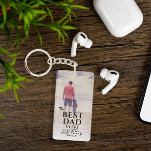 Best Dad Ever Typography Father`s Day Full Photo Keychain
