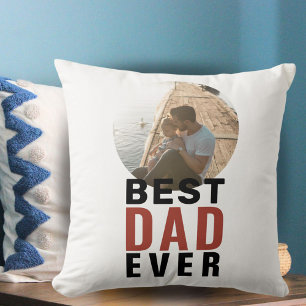Best Dad Ever Typography Father`s Day Photo  Throw Pillow