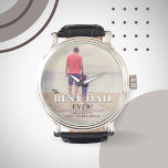 Best Dad Ever Typography Father`s Day Photo Watch<br><div class="desc">The Best Dad Ever Typography Father`s Day Photo Watch. The design has a full photo. Modern typography in black and white colours overlays the photo. Personalize with your names and add your photo. Great gift for a dad or a grandpa for Father`s Day,  birthday or Christmas.</div>