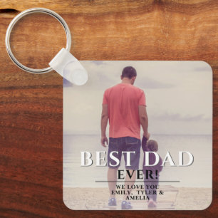Best Dad Ever Typography Father`s Full Day Photo Keychain